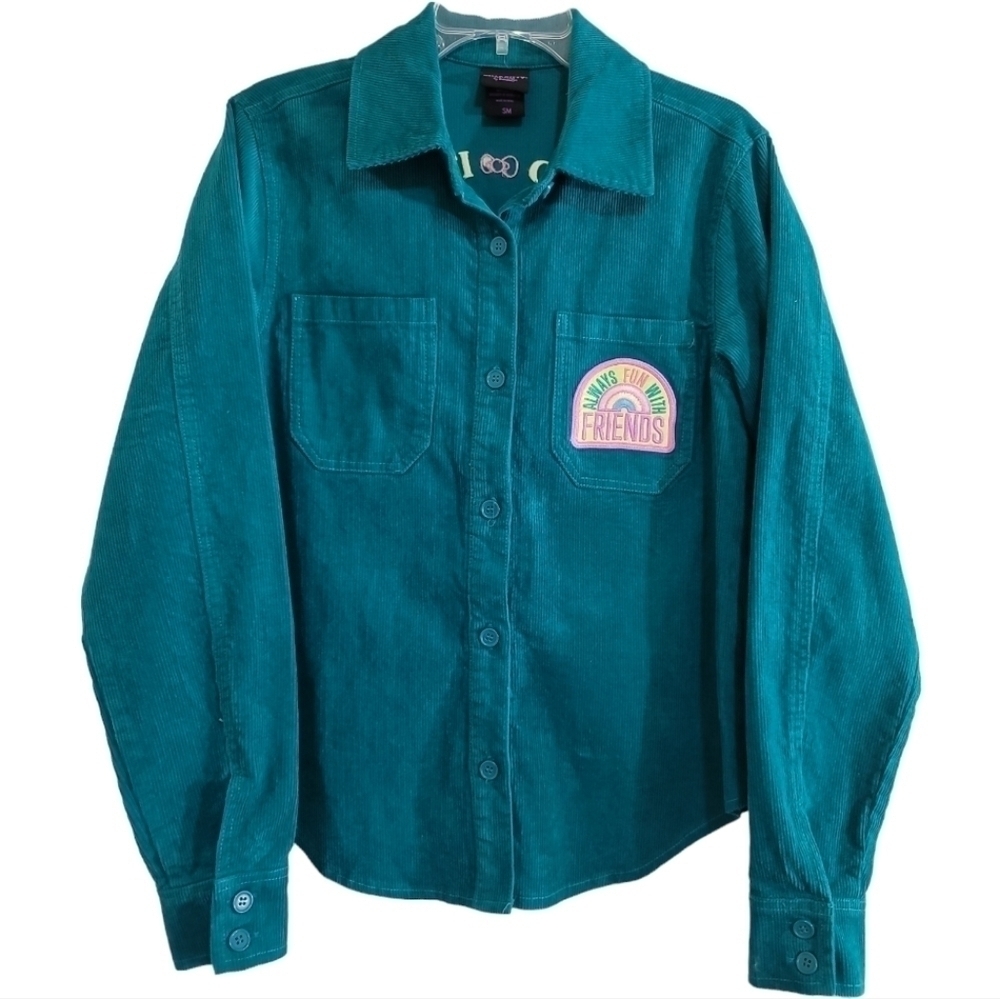Sanrio Hello Kitty Friend Good Day Be Kind Overshirt Small Shirt Jacket Corduroy - Picture 2 of 7
